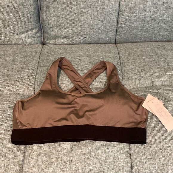 NWT PSK Collective Olive Polyester Spandex Solid Medium Impact Sports Bra - Picture 3 of 7